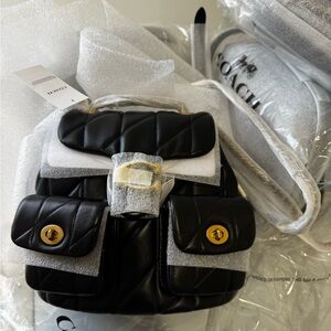 New Coach tabby quilted backpack black